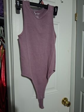 Hippie Rose Mauve Ribbed Tank Bodysuit